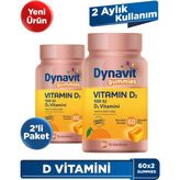 Dynavit Gummies Vitamin D3 60X2 Çiğnenebilir Form - Aile Boyu Kullanım – D Vitamini - Kas & Kemik & Bağışıklık - Portakal