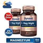 Dynavit Mag Night 30 Tablet x2- Akşam /Gece Magnezyum - Magnezyum Bisglisinat, Passiflora, Valerian, B6-Uyku - Aromasız