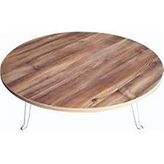 DZGN HOME Katlanabilir Metal Ayaklı Ahşap Yer Sofrası Tepsi Sini - 100 cm - Kahverengi