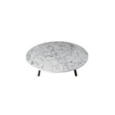 DZGN HOME Katlanabilir Metal Ayaklı Ahşap Yer Sofrası Tepsi Sini Beyaz Mermer Desen - 90 cm