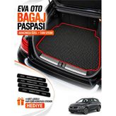 E-BİZ E-Biz Fiat Egea Hatchback (2017-2025) 3D Havuzlu Eva Bagaj Havuzu Paspası - Siyah-Kırmızı - Siyah - Kırmızı