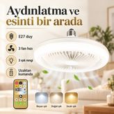 E27 Duylu Kumandalı Vantilatörlü LED Tavan Lambası
