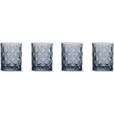 Easy Life Rölyef Süslemeli 4'lü 300 ml Mavi Cam Su Bardağı Seti