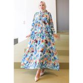 Ebru Desen Modal Elbise Mavi HM2796