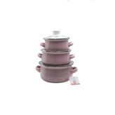 Ebru Metal Mini Tencere Seti 3'lü Pembe