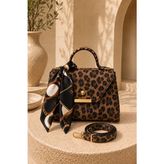 Ebru Tesettür Fularlı Leopar Süet Çanta Leopar - STD