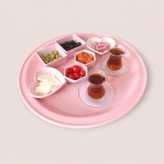 Ece Ev Modası Sini Tepsi - 48 cm Büyük Boy Metal Çay Tepsisi Kahve Tepsisi Sunum Kahvaltı Tepsisi - Açık Pembe