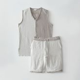 Ecocotton Melsa Erkek Şortlu Pijama Takımı % Organik Pamuk Müslin Açık Gri - Krem