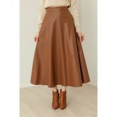 ECRİN MODA Kadın Deri Mevlana Taba Etek