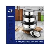 Eda Çelik 9 Parça Rendeli Saklama Kabı Seti 16-20-24 Cm