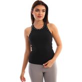 Edelle Siyah Taş İşlemeli Kadın Atlet - XL