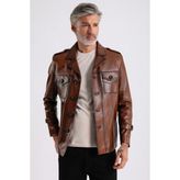 Eduardo Erkek Taba Deri Mont - 5XL