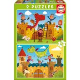 Educa EDU-17151 2x48 Parça Dragons and Knights Çocuk Puzzle Karton