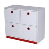 Edutoys Beyaz Kırmızı 4 Çekmeceli Dolap
