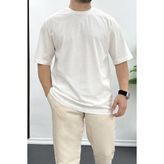 Edwox Erkek Oversize Pamuklu Basic T-Shirt Ekru EDW089 - 2XL