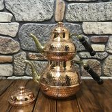 Efemir Bal Peteği Modelli Bakır Çaydanlık