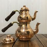 Efemir Dövme Bakır Çaydanlık Küçük Boy