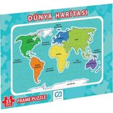 Efnaz Style Dünya Haritası Frame Puzzle 35 Parça