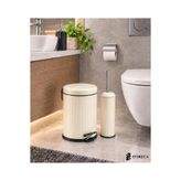 Eforeca Line 2 li Çöp Kovası Banyo Seti Çizgili 5 Lt Krem