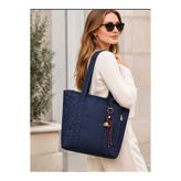 EG BAGS Hobo Yan Cepli Charmlı Tote Çanta Lacivert
