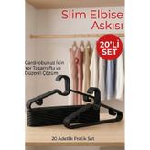 Ego Home 20 Adet Slim Askı Elbise Askısı - Siyah