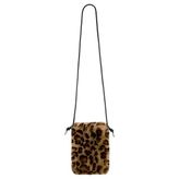 Eklips Peluş Leopar Desenli Telefon Çantası