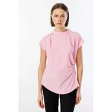 Ekol Kadın Belden Degajeli Pembe Bluz 03038