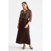 Ekol Maxi Boy Krep Etek 4521 - Kahve - 44