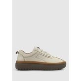 Ekru Deri Kadın Sneaker