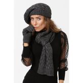 EKstore Antrasit Atkı Bere Eldiven Takımı - 3'lü Set