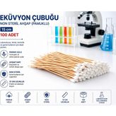 Eküvyon Çubuğu Non Steril Ahşap Pamuklu 15 Cm 100 Adet