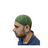 El Örgü Modeli Triko Makine Örme Namaz Takkesi Yeşil