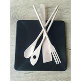 El Yapımı 4 Parça Ahşap Kaşık Mutfak Seti, Tahta Kaşık, Çatal, Spatula 30 Cm, 4pcs - 001 - Beyaz - 0,5 ml