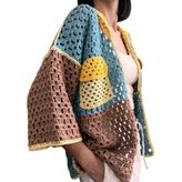 El Yapımı Bambu Koton Çok Renkli Oversize Hırka - Standart