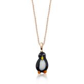 El Yapımı Murano Camı Penguen Gümüş Kolye
