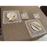 El Yapımı Petek Supla - Modern Mutfak Dekoru - 1 Servis Altlığı - 35 x 35 cm - Beyaz