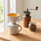 El Yapımı Seramik V60 Dripper, White Speckle Filtre Kahve Demleme Ekipmanı, Pour Over Kahve Demleme Seti, Barista ve Kahve Tutkunları İçin Özel Üretim Hediyelik