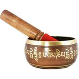El Yapımı Tam Pirinç Meditasyon Çanı Motifli Tibet Çanağı Spiritüel Çakra Dengeleyici Şifa ve Ses Terapisi Aleti - 14 CM