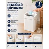 Elarque Sensörlü Çöp Kovası 18 Litre - Beyaz