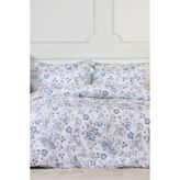 Elart Rose Nevresim Takımı Çift Kişilik Digital Baskılı %100 Pamuk Saten Dantelli (200X220 Cm) Mavi - 200 x 220 cm