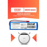 Electroll Medion Md18501 Uyumlu Batarya (Yüksek Kapasite) 2800Mah Pil Robot Süpürge Bataryası,Mavi