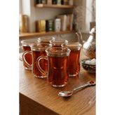 Elegancev Saplı Çay Bardağı - Saplı Cam Bardak- 6 Adet - 145 cc - GL4U - Renkli