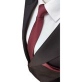 Elegante Cravatte Bordo Renk Armürlü Desen Kravat ve Mendil Seti