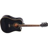 Elektro Akustik Gitar, Siyah, Ladin Kapak, Arka &y