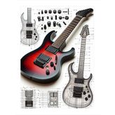Elektro Gitar Ve Çizim Hediyelik Mdf Tablo