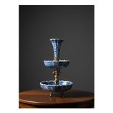 Elips Hediyelik Pirinç & Porselen İki Katlı Kurabiyelik Şekerlik 21*37Cm