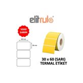 Elit Rulo Elitrulo Barkod Etiketi 30x60 Termal SARI - 1000 Adet