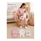 ELITE by Seba Yeni Doğan 4 lü Anne Bebek Konbin Pijama Takımı-Tulum ,Terlik,Anne Alt Üst pijama