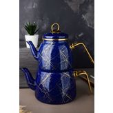 Elite Class Lacivert Kırık Mermer Çaydanlık