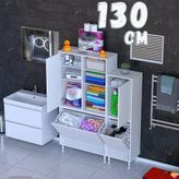 Eliusta Alya 130 Cm Genişlikte 2 Kapaklı Banyo Dolabı Mutfak/Kiler Dolabı Beyaz ((80+50)X160x32,5 Cm)